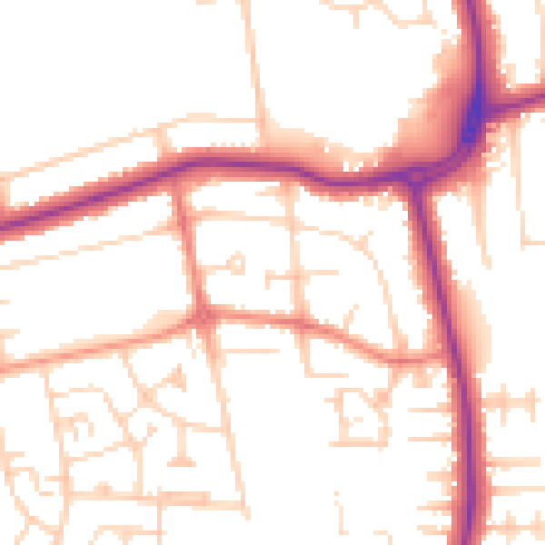 Daytime road noise heatmap for DN33 1BP