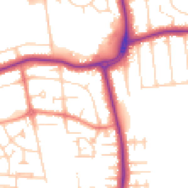 Daytime road noise heatmap for DN33 1BQ