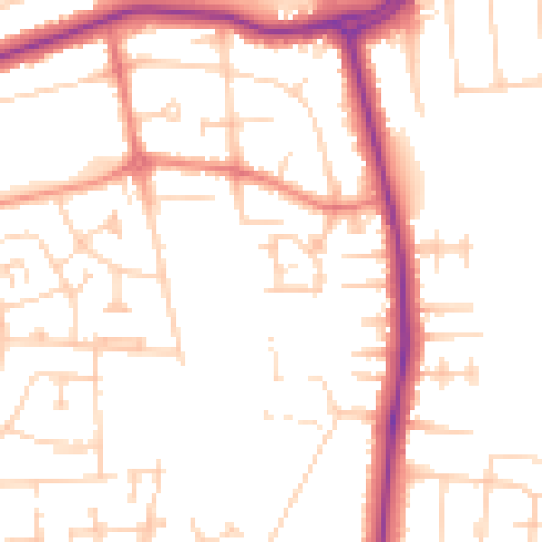 Daytime road noise heatmap for DN33 1BT
