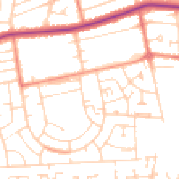 Daytime road noise heatmap for DN33 1BU