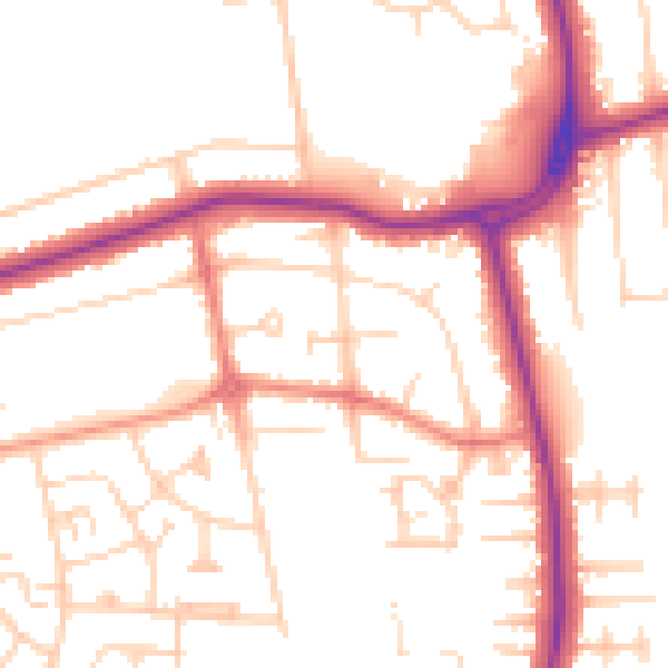 Daytime road noise heatmap for DN33 1BW