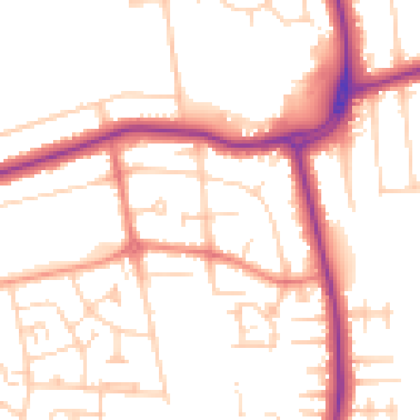 Daytime road noise heatmap for DN33 1DA