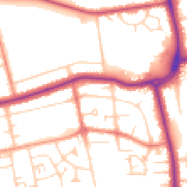 Daytime road noise heatmap for DN33 1DD