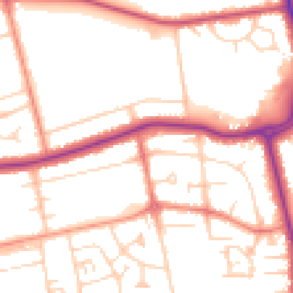 Daytime road noise heatmap for DN33 1DF