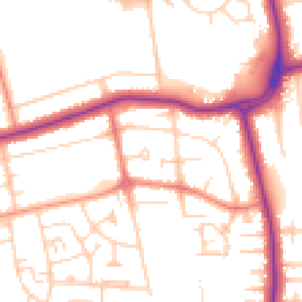 Daytime road noise heatmap for DN33 1DJ