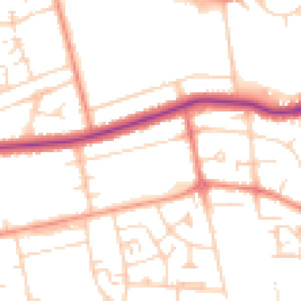 Daytime road noise heatmap for DN33 1DT