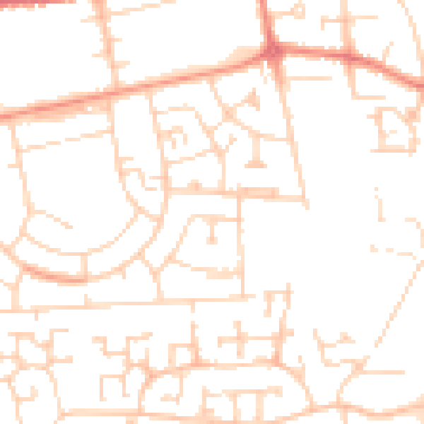 Daytime road noise heatmap for DN33 1LQ