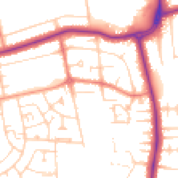 Daytime road noise heatmap for DN33 1NL