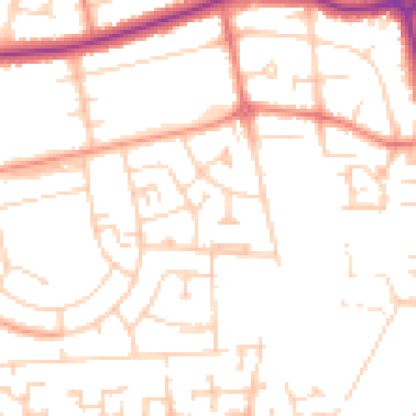 Daytime road noise heatmap for DN33 1QR