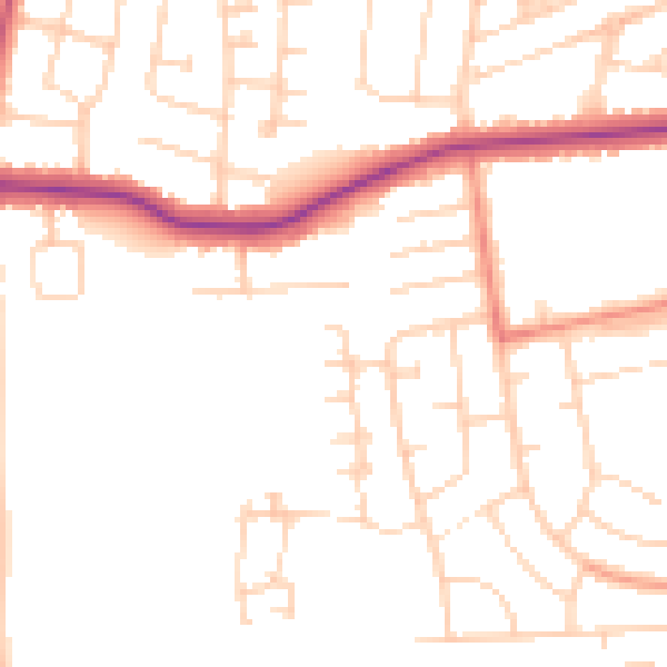 Daytime road noise heatmap for DN33 1RH