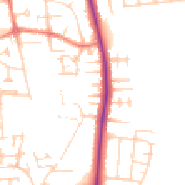Daytime road noise heatmap for DN33 2AZ