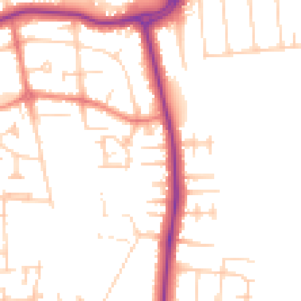 Daytime road noise heatmap for DN33 2BE