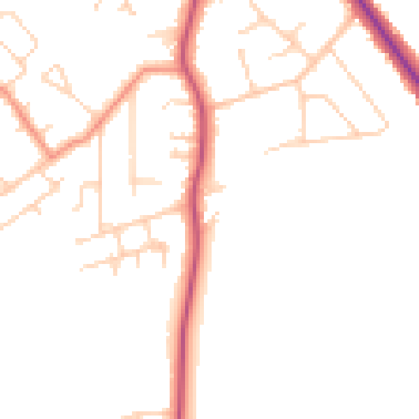 Daytime road noise heatmap for DN33 2BJ