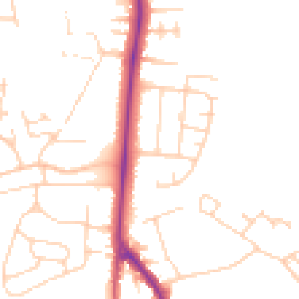Daytime road noise heatmap for DN33 2BX