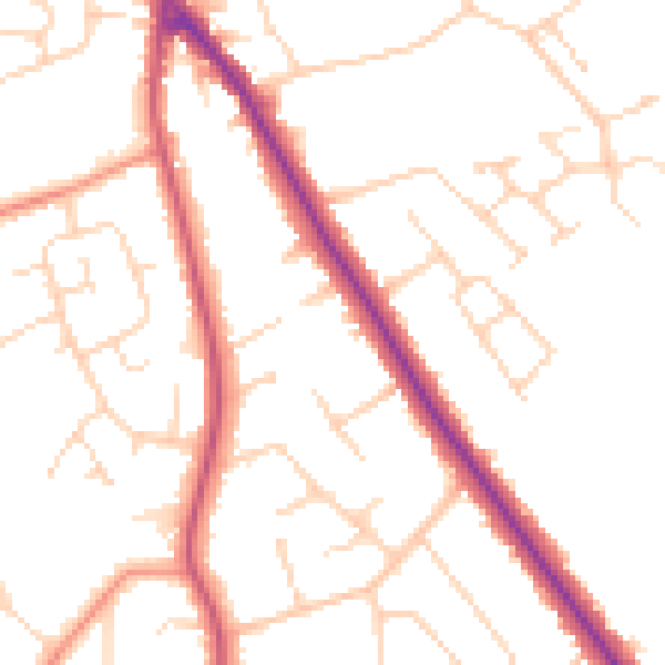 Daytime road noise heatmap for DN33 2JA