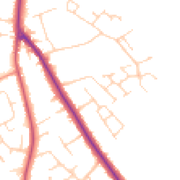 Daytime road noise heatmap for DN33 2JN