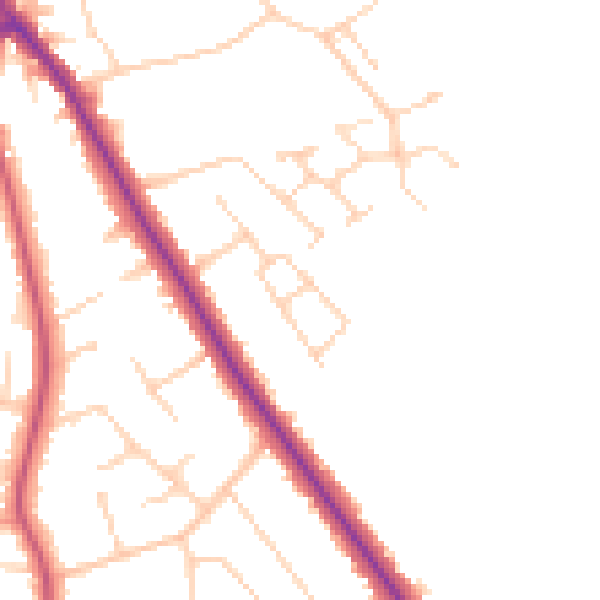 Daytime road noise heatmap for DN33 2JP