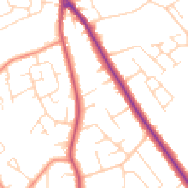 Daytime road noise heatmap for DN33 2NE