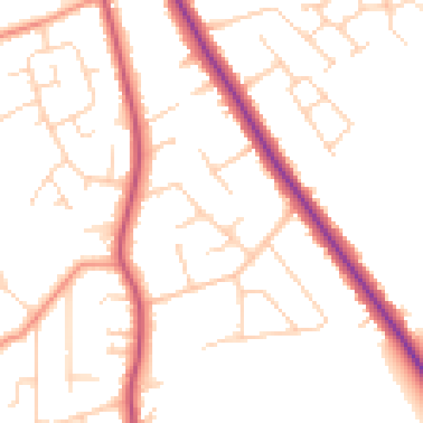 Daytime road noise heatmap for DN33 2NN