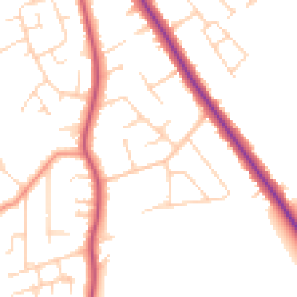 Daytime road noise heatmap for DN33 2NT