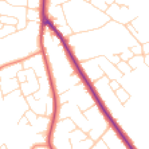 Daytime road noise heatmap for DN33 2QE