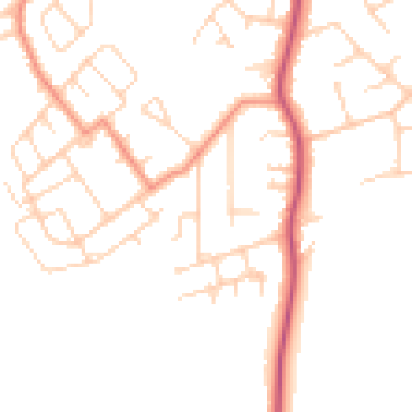 Daytime road noise heatmap for DN33 3BH