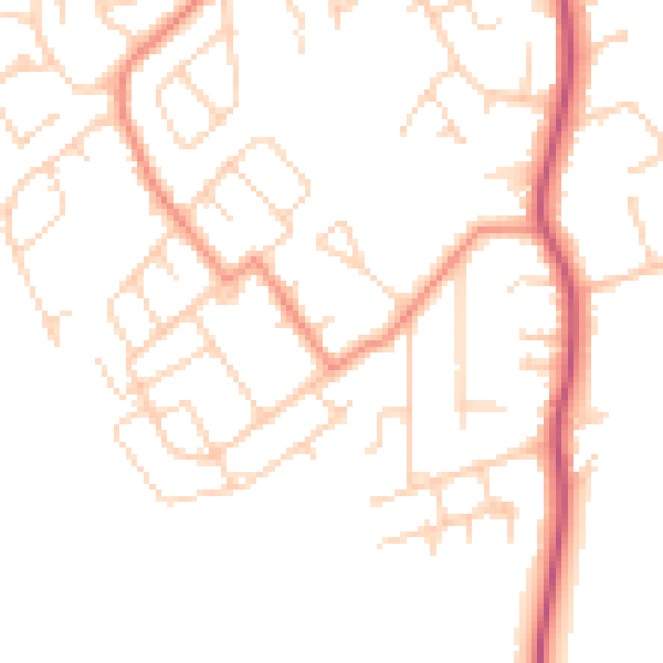 Daytime road noise heatmap for DN33 3EB
