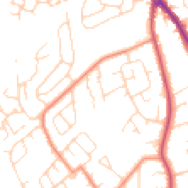 Daytime road noise heatmap for DN33 3LT