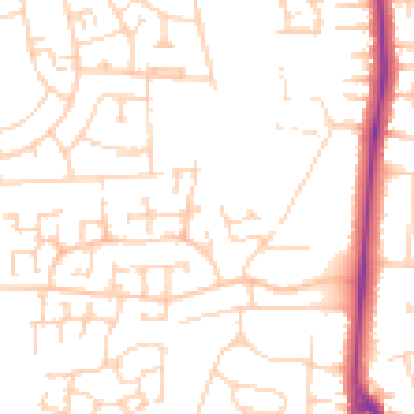 Daytime road noise heatmap for DN33 3RE