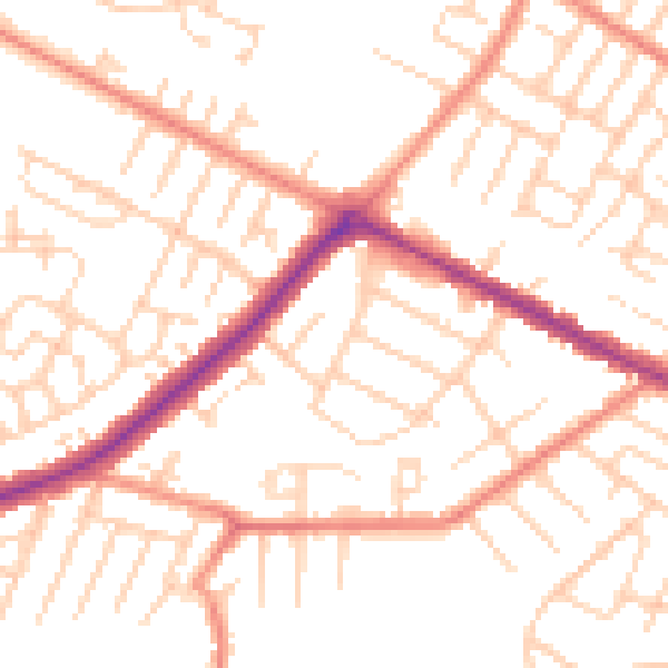 Daytime road noise heatmap for DN34 4AB