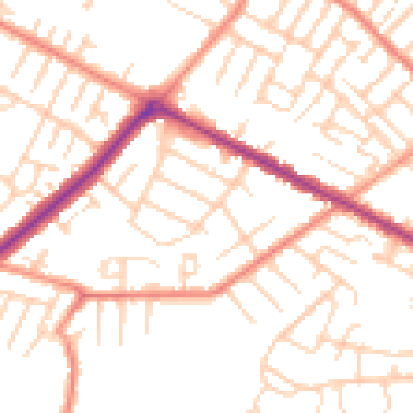 Daytime road noise heatmap for DN34 4AH