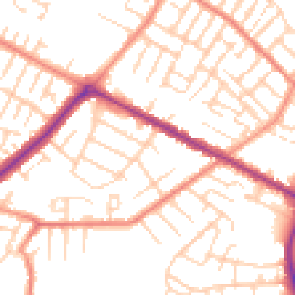 Daytime road noise heatmap for DN34 4AJ