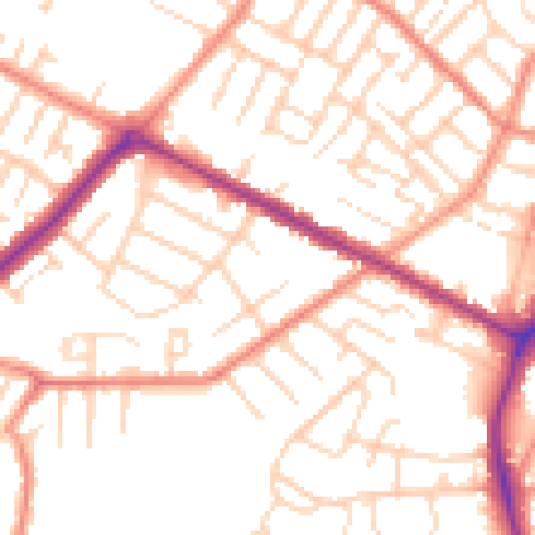 Daytime road noise heatmap for DN34 4AL
