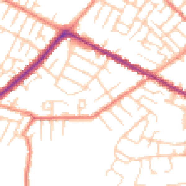 Daytime road noise heatmap for DN34 4AQ