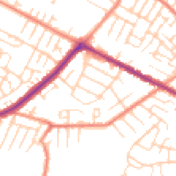 Daytime road noise heatmap for DN34 4AS