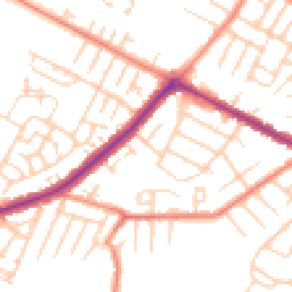 Daytime road noise heatmap for DN34 4AT