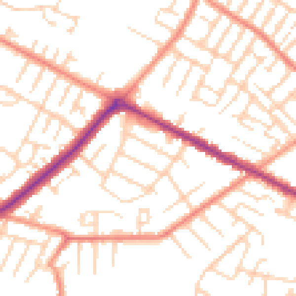 Daytime road noise heatmap for DN34 4AW