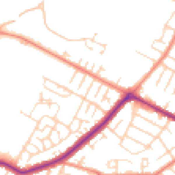 Daytime road noise heatmap for DN34 4BE