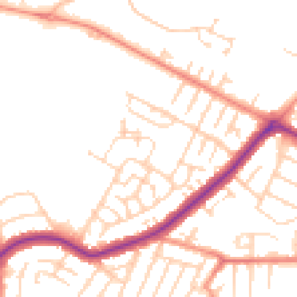 Daytime road noise heatmap for DN34 4BF