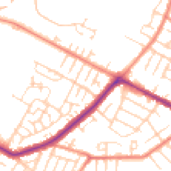 Daytime road noise heatmap for DN34 4BG