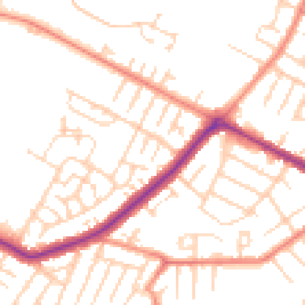 Daytime road noise heatmap for DN34 4BH