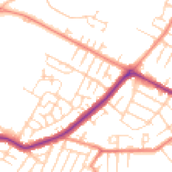 Daytime road noise heatmap for DN34 4BJ