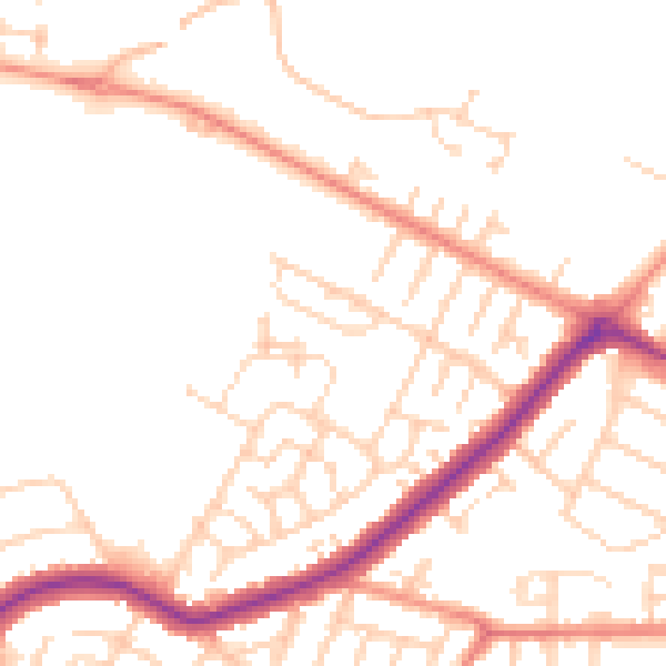 Daytime road noise heatmap for DN34 4BN