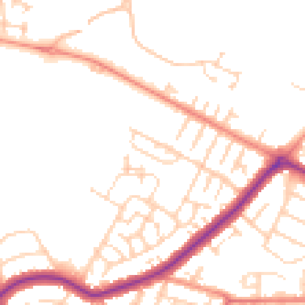 Daytime road noise heatmap for DN34 4BP