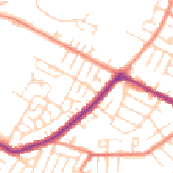 Daytime road noise heatmap for DN34 4BQ