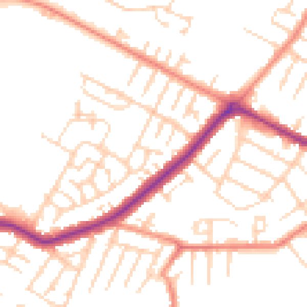 Daytime road noise heatmap for DN34 4BT