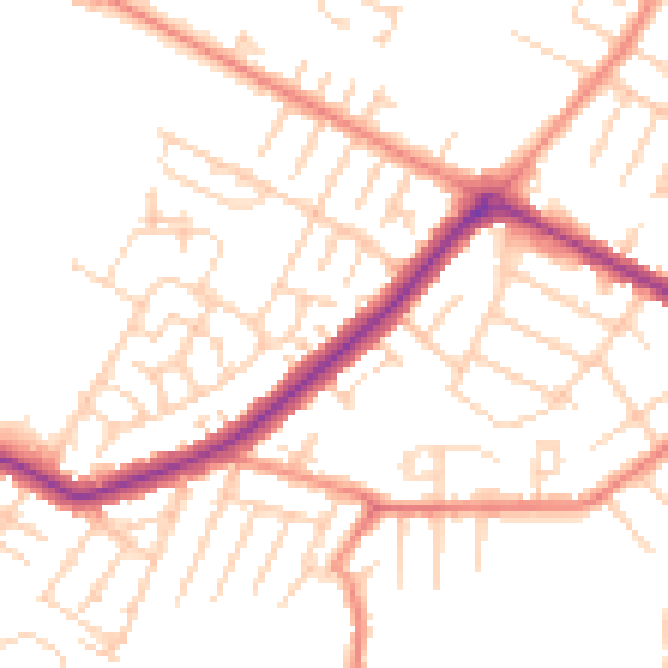Daytime road noise heatmap for DN34 4DJ