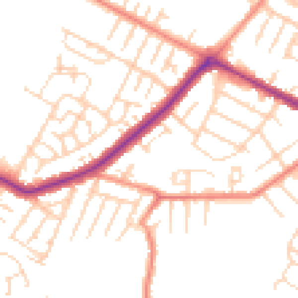 Daytime road noise heatmap for DN34 4EF