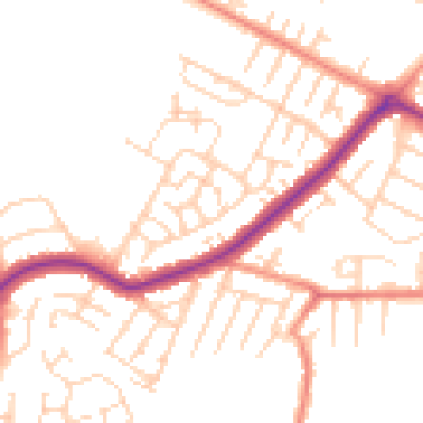 Daytime road noise heatmap for DN34 4GD