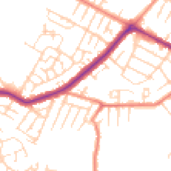 Daytime road noise heatmap for DN34 4QL